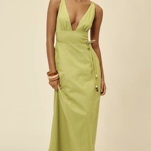 NWT Lisa Says Gah! Marissa Dress - XS - Green linen blend